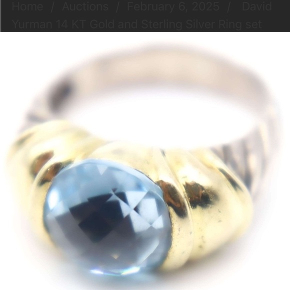 David Yurman Capri Blue Topaz Sterling Silver & 14K gold ring - Picture 9 of 11